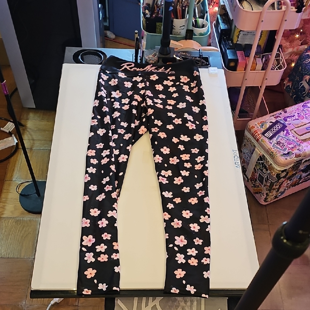 RevMatch Black and Pink Cherry Blossom Leggings Large
